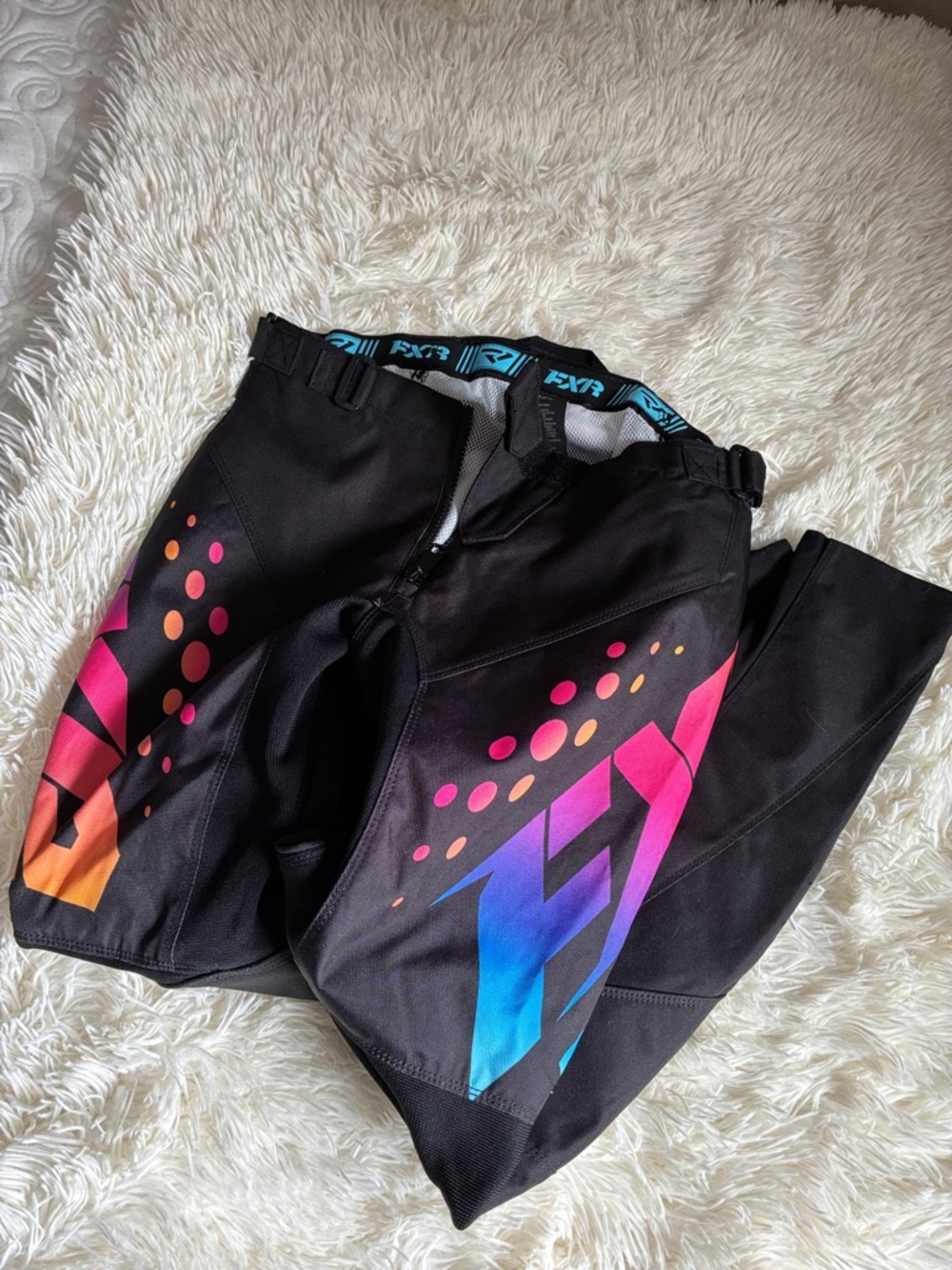 FXR Men's Black Gradient Motocross Joggers - Pink Blue Orange Accents